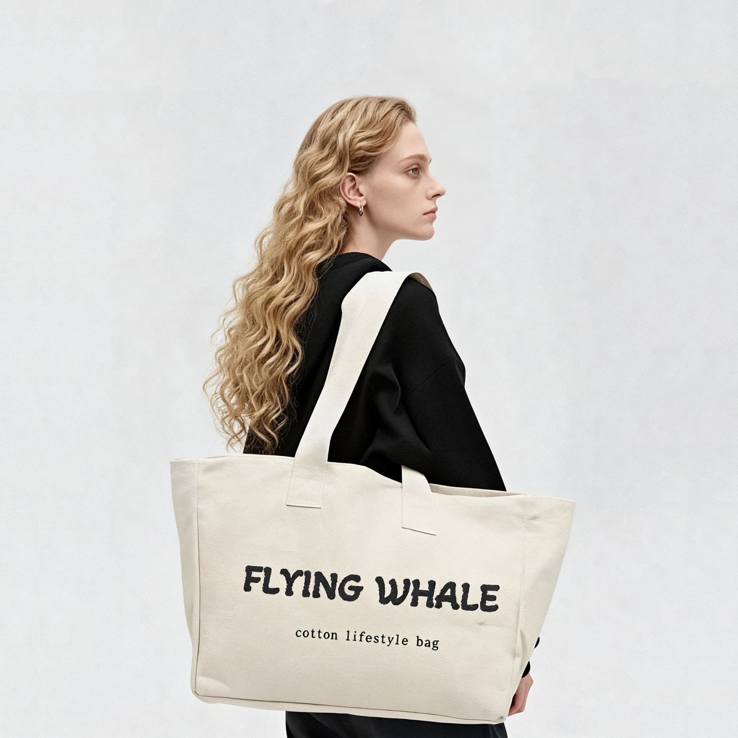 Wholesale sublimation blank oversized plain printed canvas shopping bag cotton tote bag with customized printed logo shopping