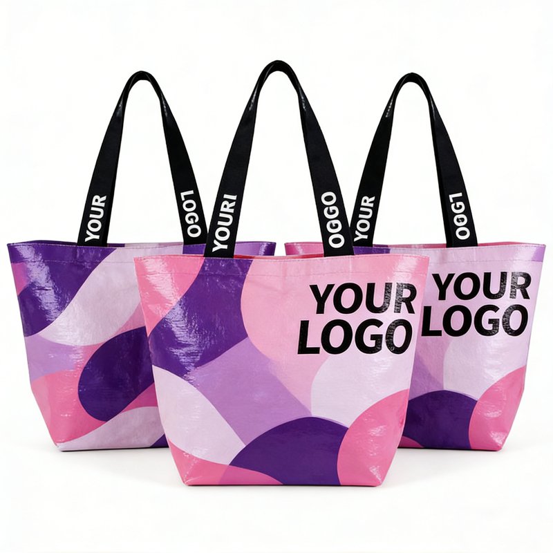 Ujoy Gift Customized Printing Design Logo Large Capacity Casual Reusable Foldable Canvas Rope Shoulder Bag Handbag Shopping Beach Bag