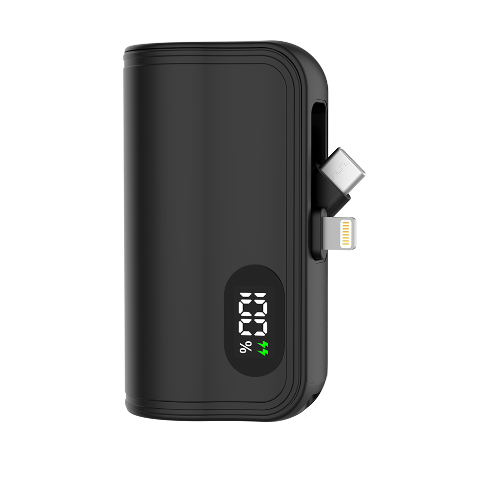 4000/5000mah Mini Tail Plug Digital Display Phone Holder 3 in 1 Mobile Powerbank Dual Head Built-In Cable Capsule Power Bank
