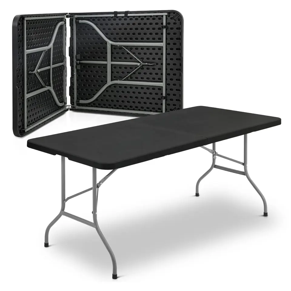 180cm black HDPE rectangular center foldable party plastic folding table wholesale
