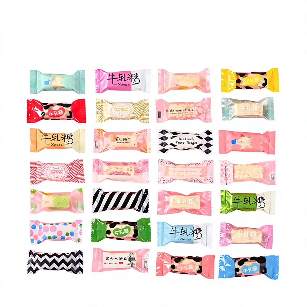 Customized packaging candy bags, heat sealed nougat packaging bags, snowflake crispy cake food baking packaging bags suitable for small businesses