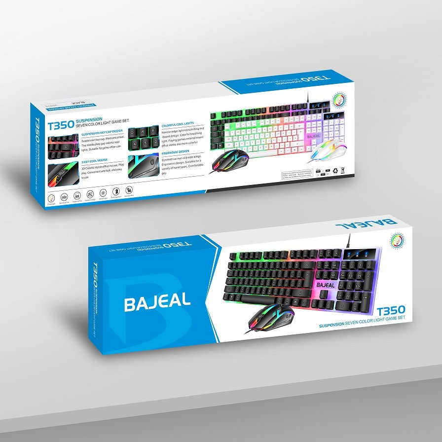 Bajel T350 LED light 104 key USB wired mechanical sensation gaming keyboard mouse combination