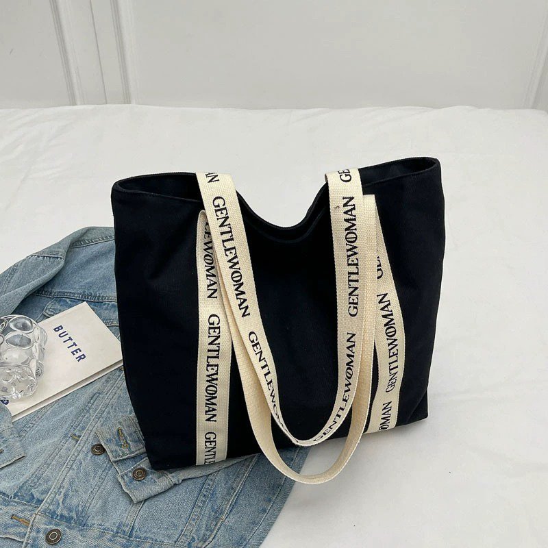 Brand customization with high-quality embroidered printed logo 100% canvas cotton large cloth bag canvas tote bag