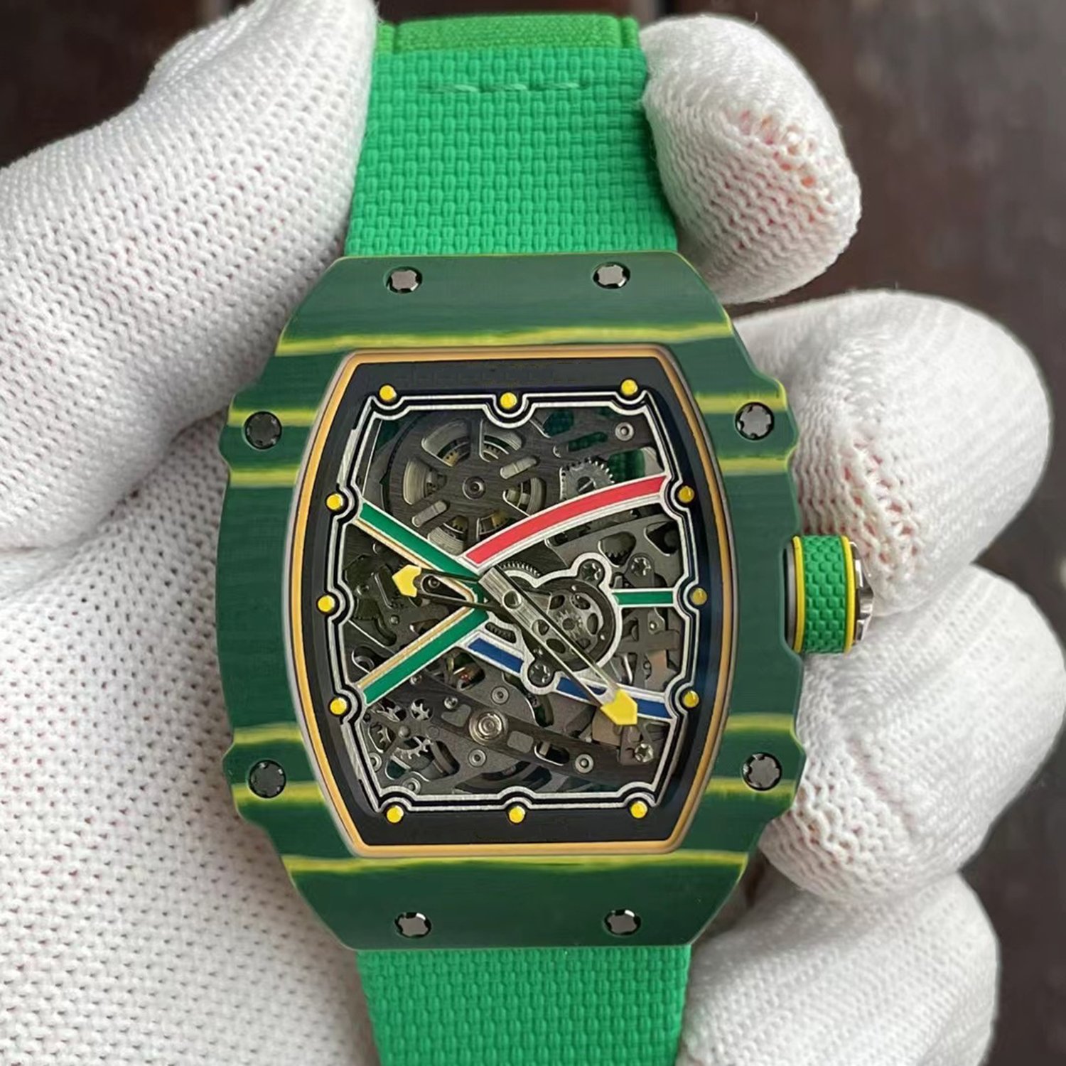 Ultra thin 7.8mm Brazilian color 6702 men's watch, green fully automatic mechanical watch