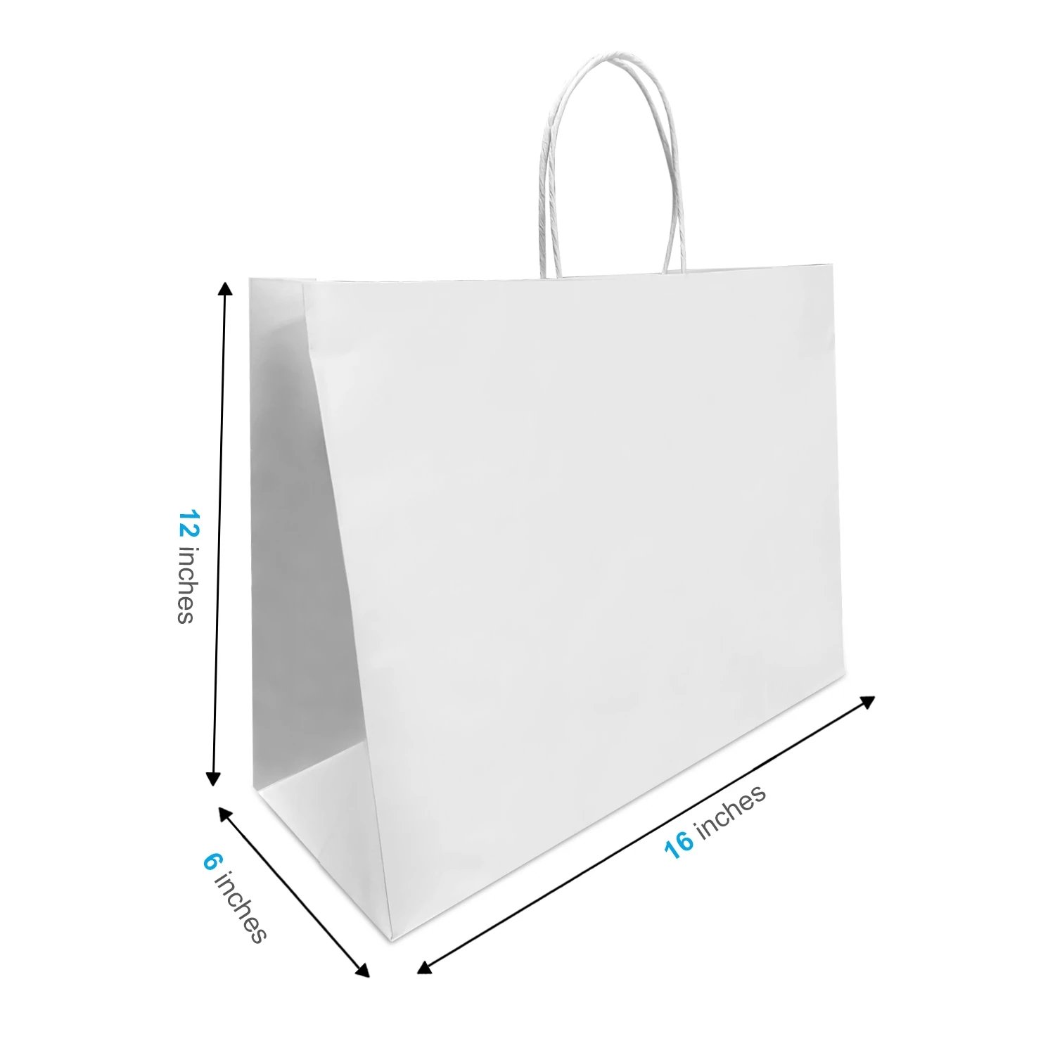 Customized logo plain white kraft paper bag with twisted handle 16x6x12 inches