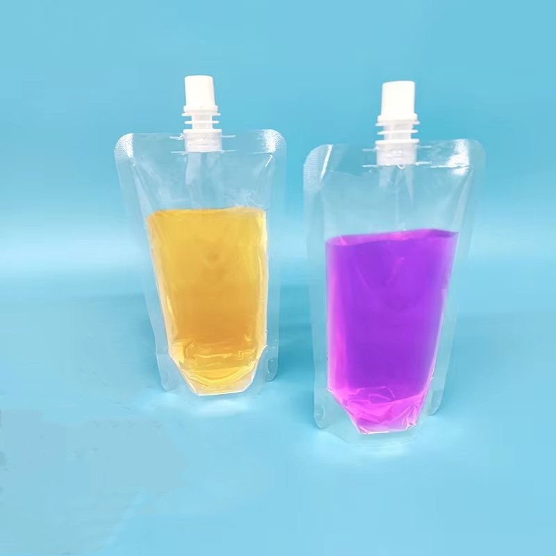 Household nozzle top plastic transparent spray bag, juice liquid container bag