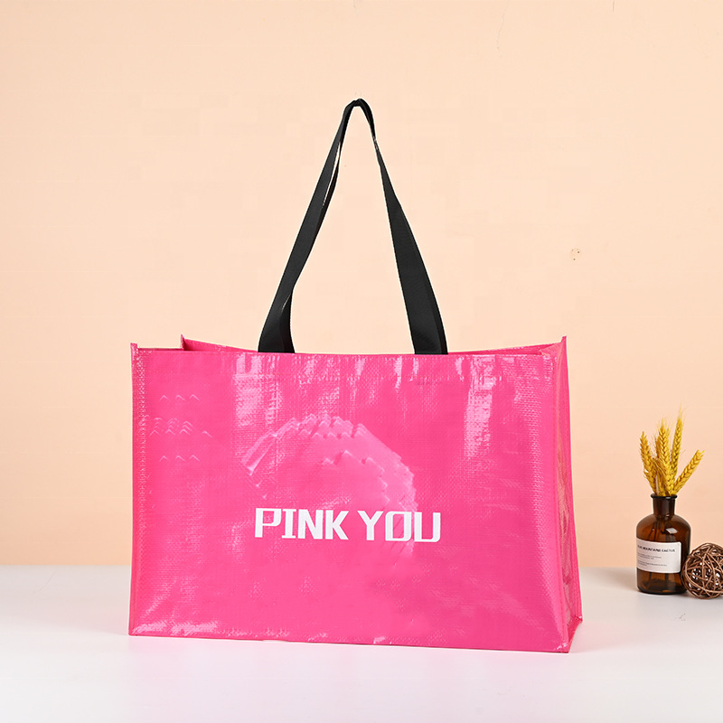 Customized reusable dual handle polypropylene tote bag, supermarket shopping weaving, recycled plastic weaving, PP packaging printing