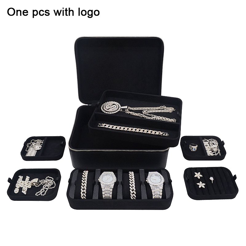 Wholesale spot 1 price, high-end PU leather packaging, jewelry storage box, watch box, handle, customized travel jewelry box