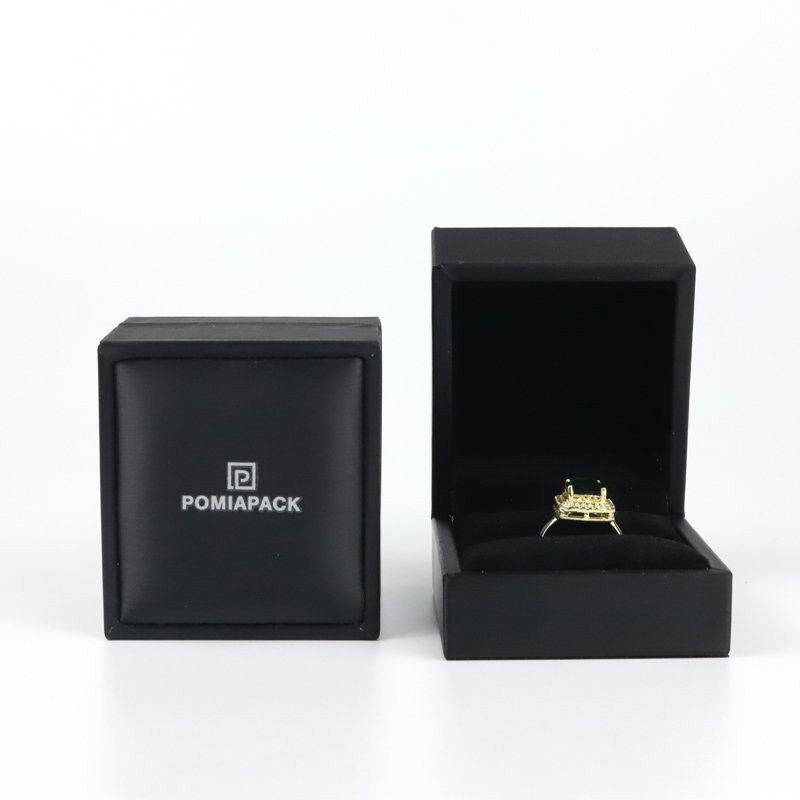 2023 Wholesale Luxury Minimum Order Quantity Customization Logo PU Leather Black Single Ring Box