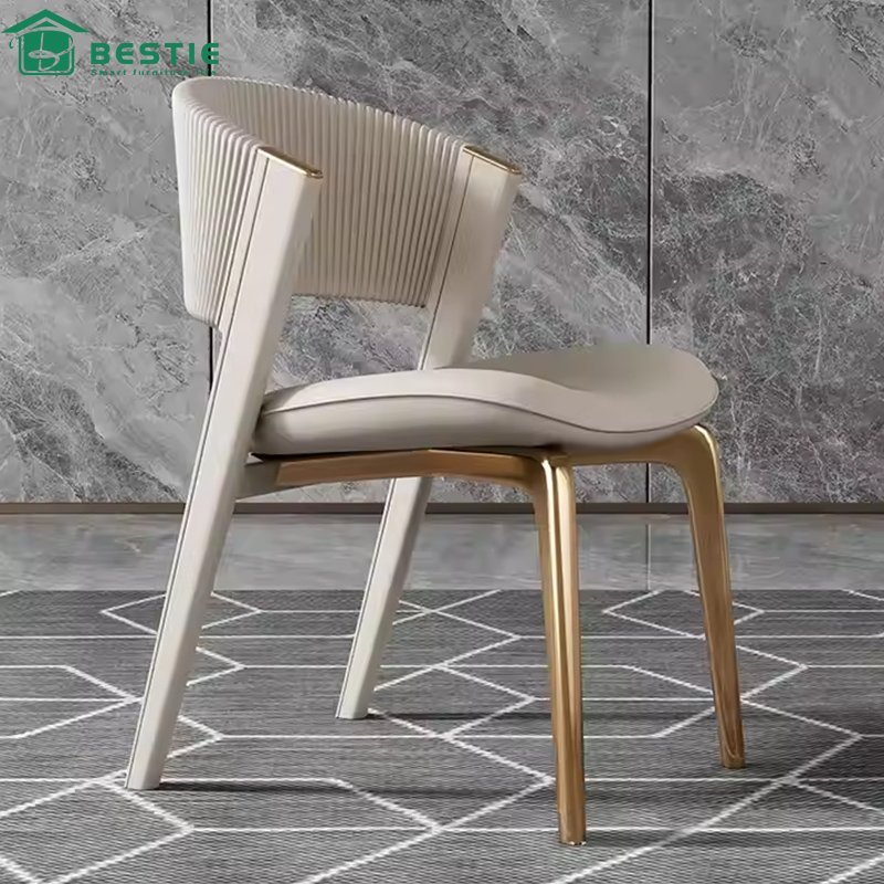High end luxury restaurant chairs, golden rose stainless steel multi-color leather cushions, designed with distinctive metal materials