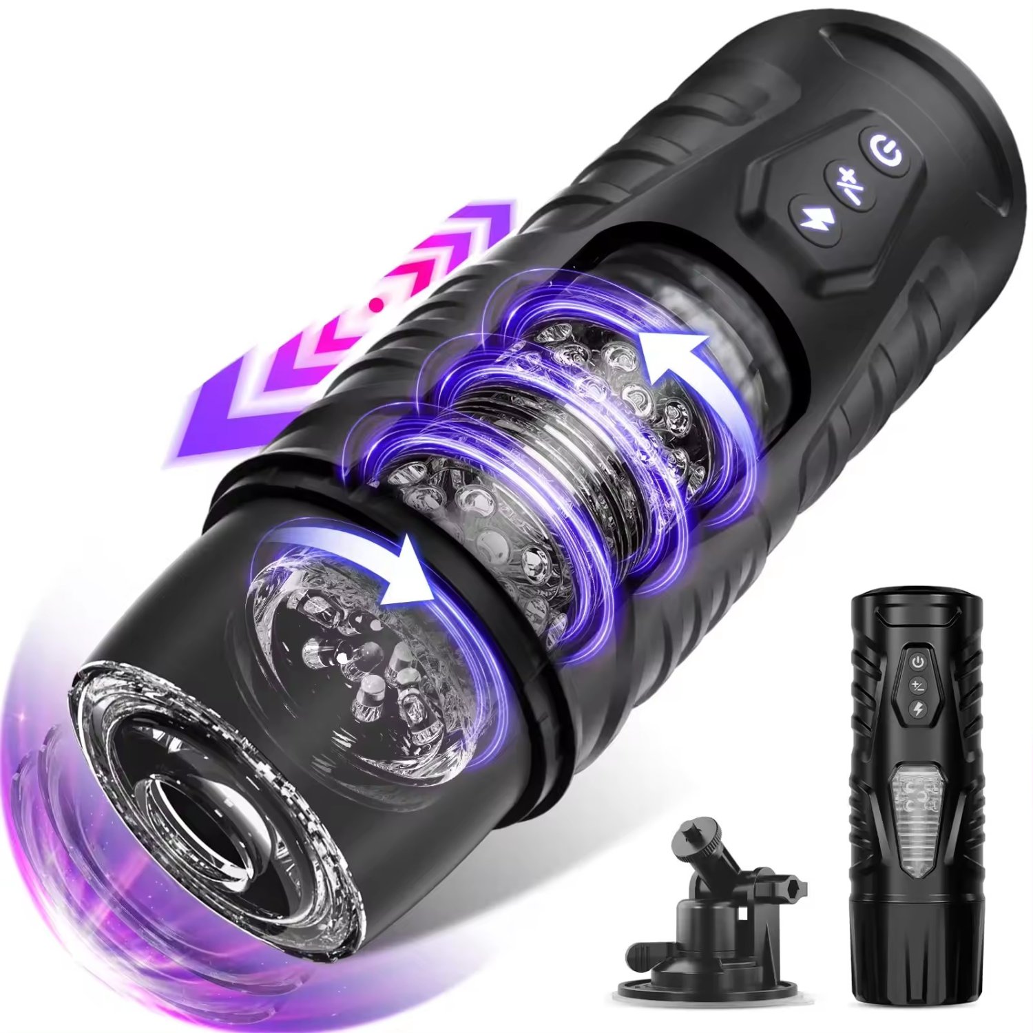 Pocket cat caresser, male penis sex machine, adult toy, thrust rotating automatic male masturbation device with suction base