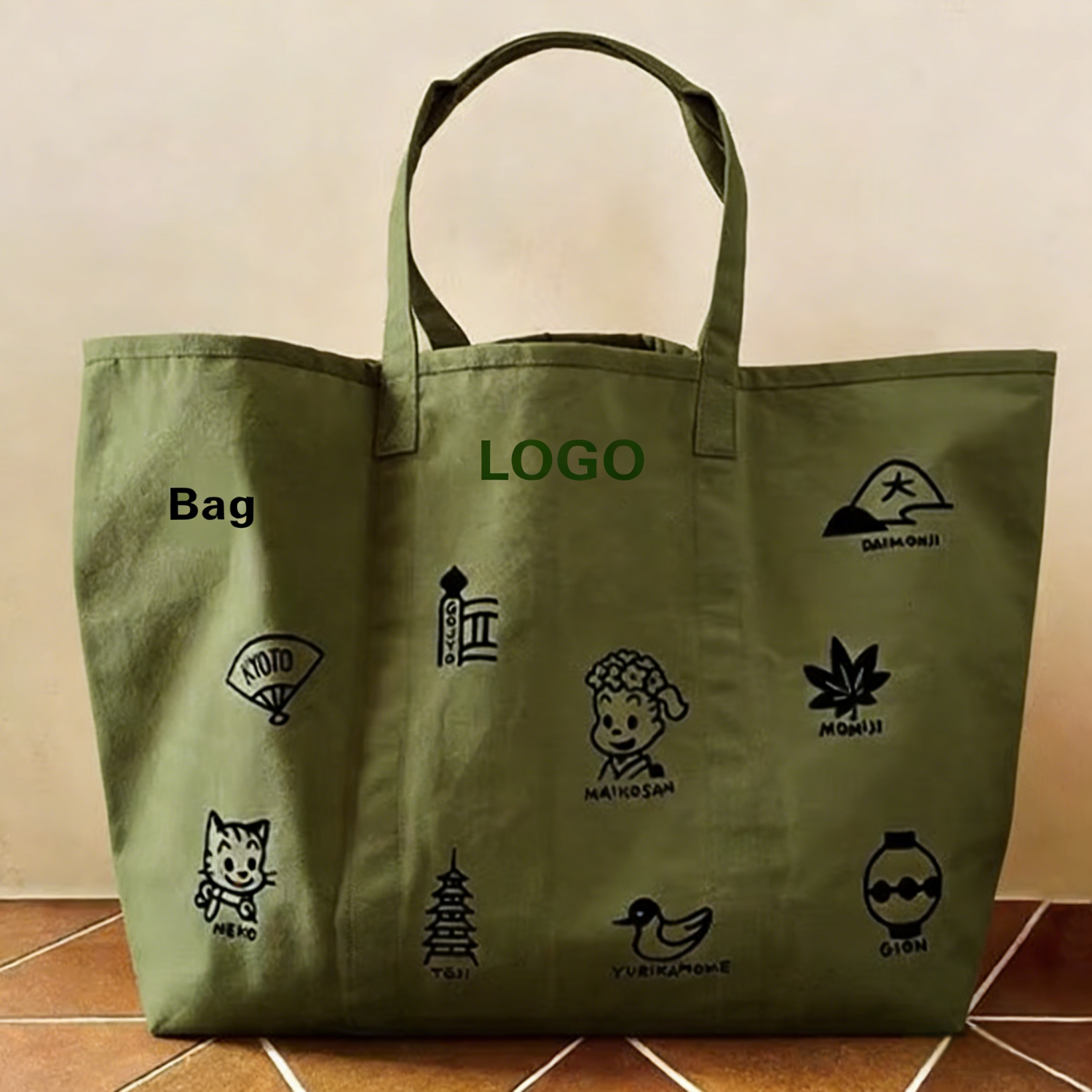 Wholesale large reusable environmentally friendly canvas cotton tote bag can be customized with printed LOGO shopping bag