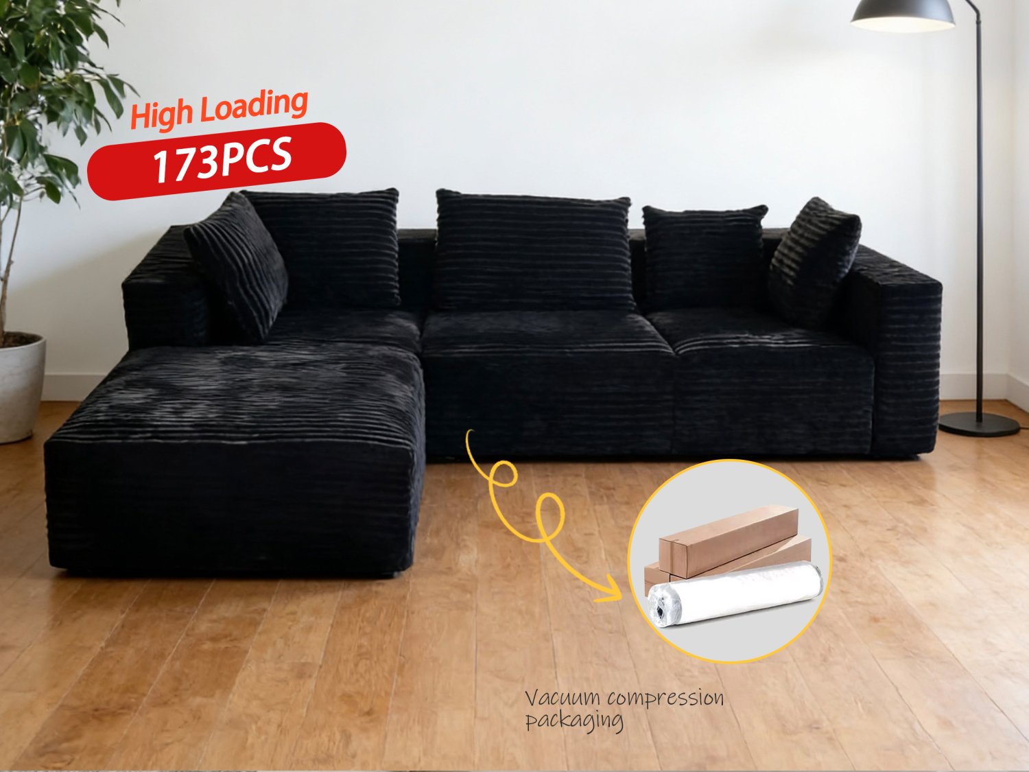 Modern L-shaped combination sofa set - Vacuum free lightweight compression comfortable living room sofa - Modular furniture