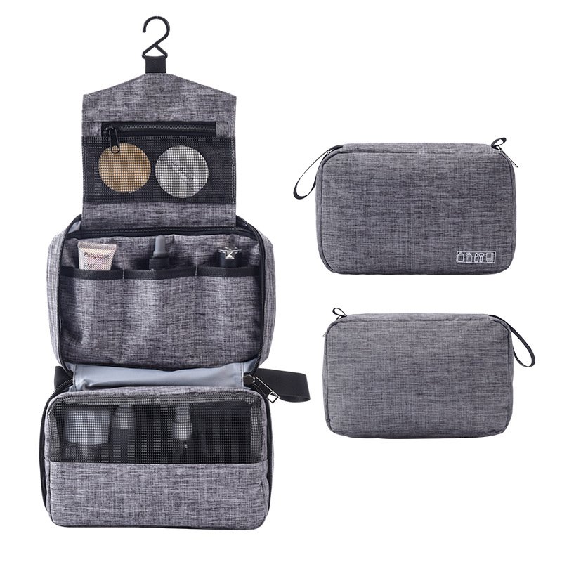 Large capacity waterproof portable travel makeup bag custom logo polyester fashionable hanging women's and men's candy zipper foldable