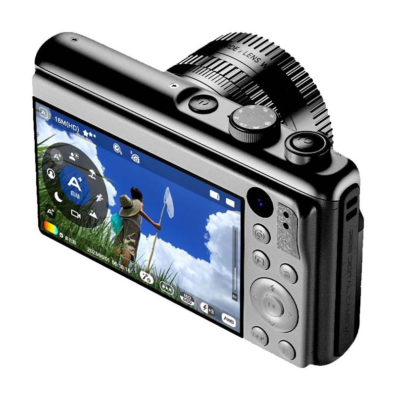 New professional digital camera with 16x zoom and 64 megapixel high-definition 4K dual cam CMOS imaging sensor