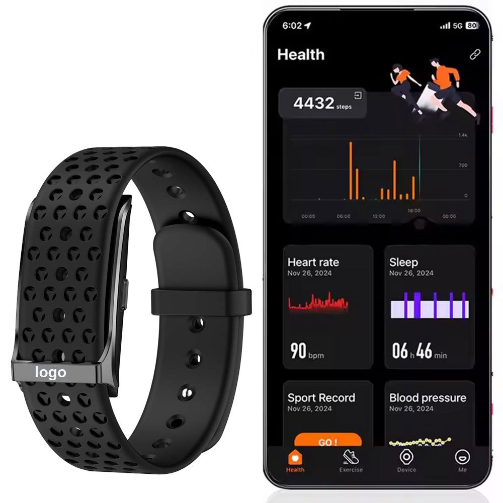 Health tracker, heart rate, blood pressure, vibration alarm, Android iOS compatible smart bracelet