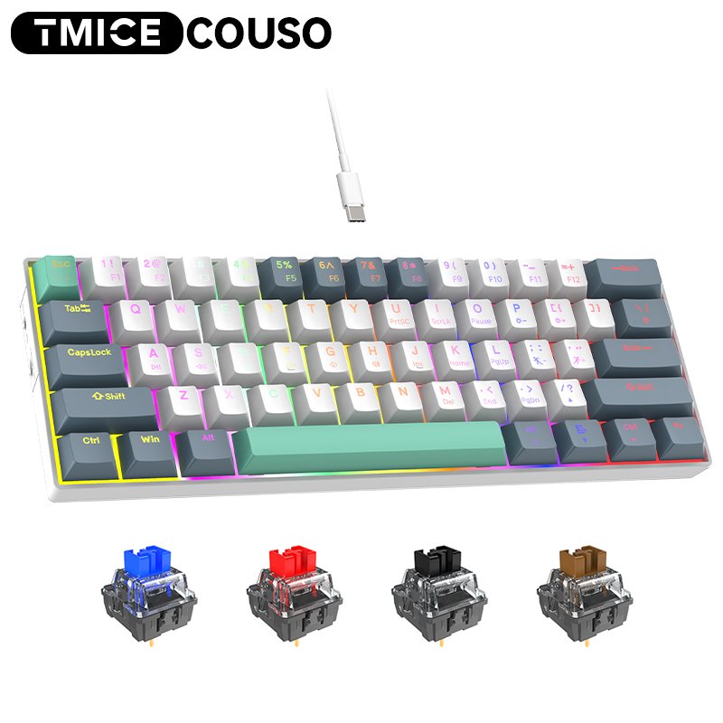 AMZ Hot Selling 60% Mechanical Keyboard 60% Mini Portable Compact Gaming Keyboard Blue Switch Gaming Keyboard RK61